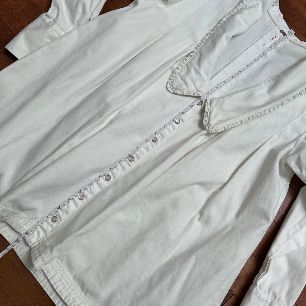 Free People Cotton Cream Denim Dress with pearl snap Detail oversized jacket. - Picture 12 of 12